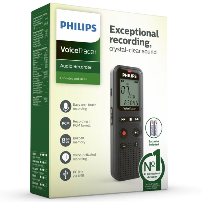 Philips VoiceTracer DVT1160 Grabadora de Voz Digital 8 GB Negro Philips VoiceTracer DVT1160 Grabadora de Voz Digital 8 GB Negro